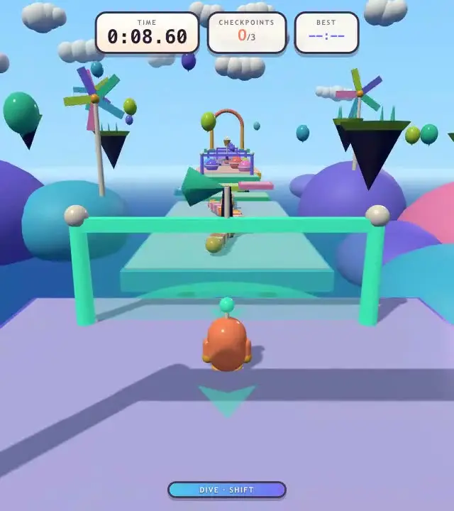 Opus 5 on Wobble Rush — 3D obstacle course